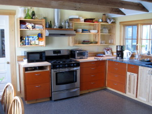 The kitchen, in the ell of the house, with all new cabinets and appliances